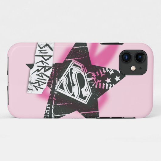 Supergirl roze verfster Case-Mate iPhone case (Achterkant (horizontaal))