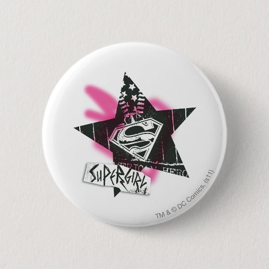 Supergirl roze verfster ronde button 5,7 cm (Voorkant)
