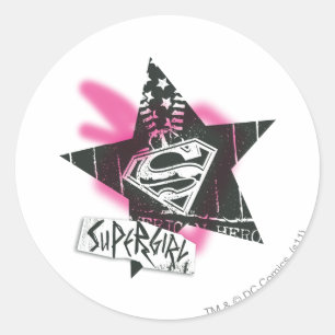 Supergirl roze verfster ronde sticker
