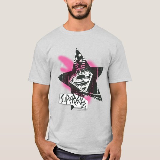 Supergirl roze verfster t-shirt (Voorkant)