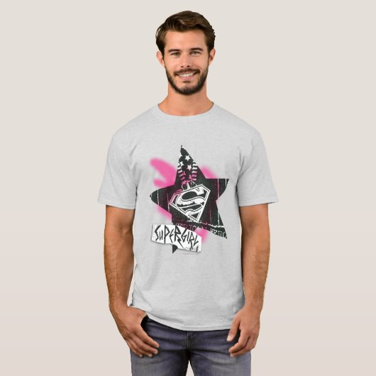 Supergirl roze verfster t-shirt (Voorkant volledig)