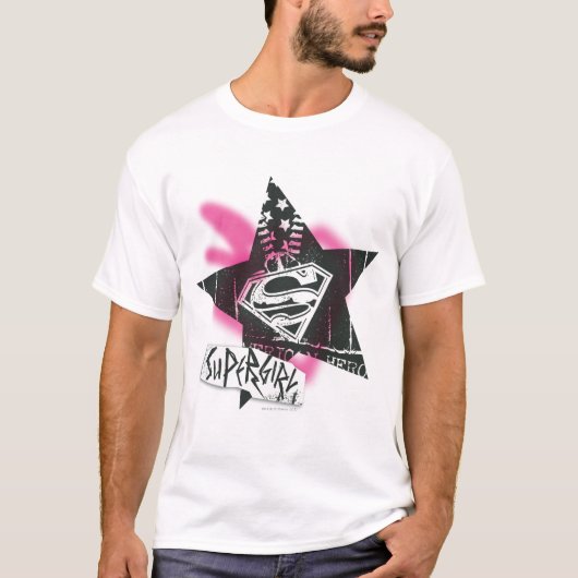 Supergirl roze verfster t-shirt (Voorkant)