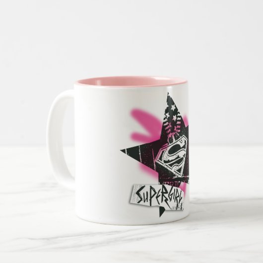 Supergirl roze verfster tweekleurige koffiemok (Voorkant links)