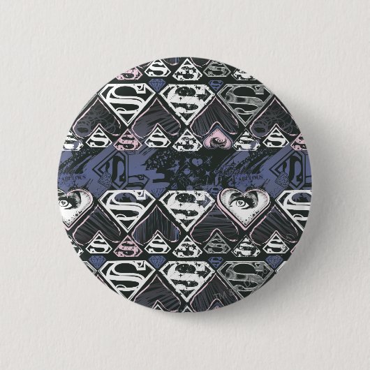 Supergirl S-patroon herhalen Ronde Button 5,7 Cm (Voorkant)