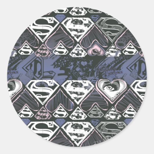 Supergirl S-patroon herhalen Ronde Sticker (Voorkant)
