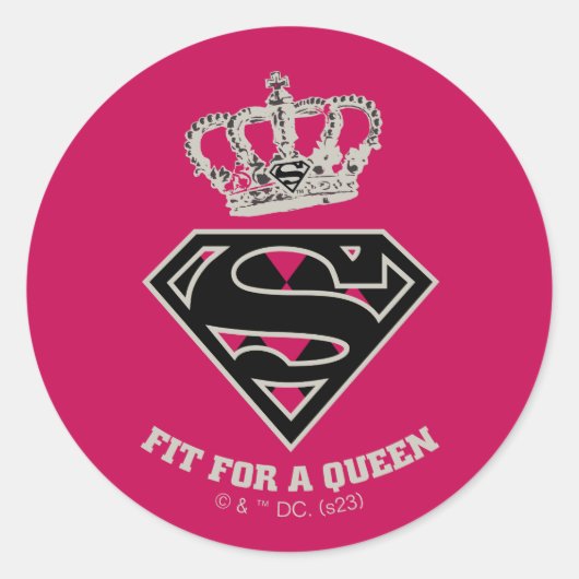 Supergirl S-Shield "Fit for a Queen" Ronde Sticker (Voorkant)