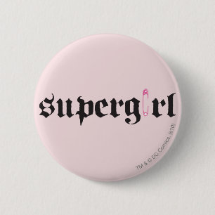 Supergirl Safety Pin Letter Ronde Button 5,7 Cm