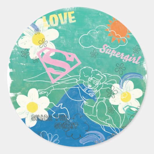 Supergirl Share the Spirit & Love Ronde Sticker (Voorkant)