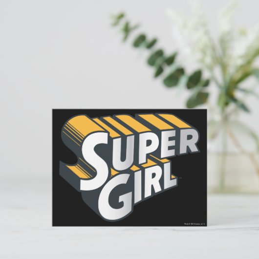 Supergirl Silver en Oranje Logo Briefkaart (Staand voorkant)
