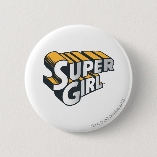 Supergirl Silver en Oranje Logo Ronde Button 5,7 Cm (Voorkant)