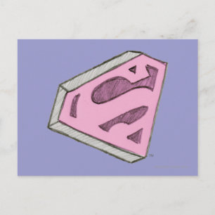 Supergirl Sketched Pink Logo Briefkaart