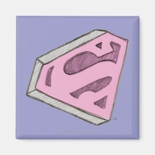 Supergirl Sketched Pink Logo Magneet