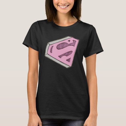 Supergirl Sketched Pink Logo T-shirt (Voorkant)