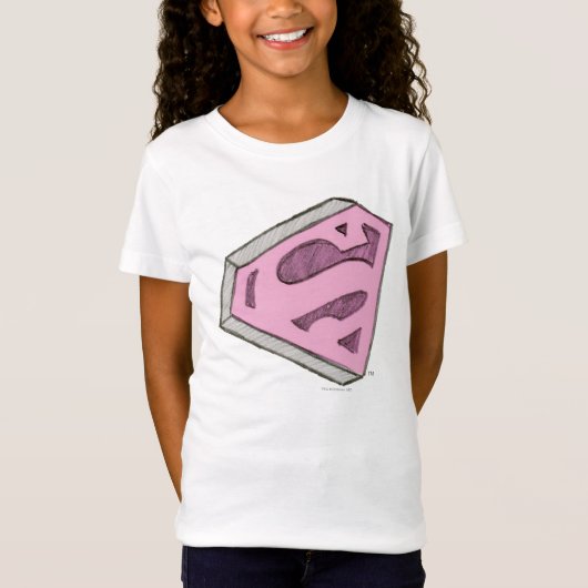 Supergirl Sketched Pink Logo T-shirt (Voorkant)