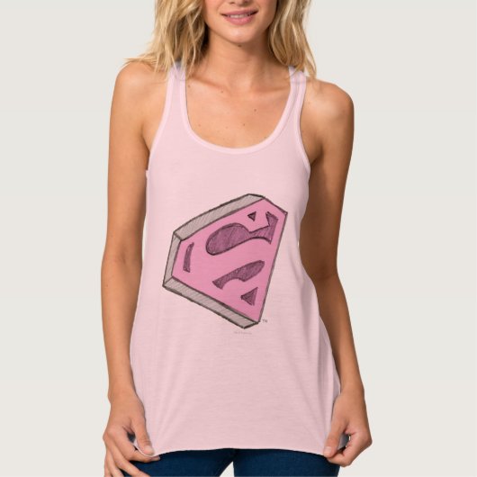 Supergirl Sketched Pink Logo Tanktop (Voorkant)