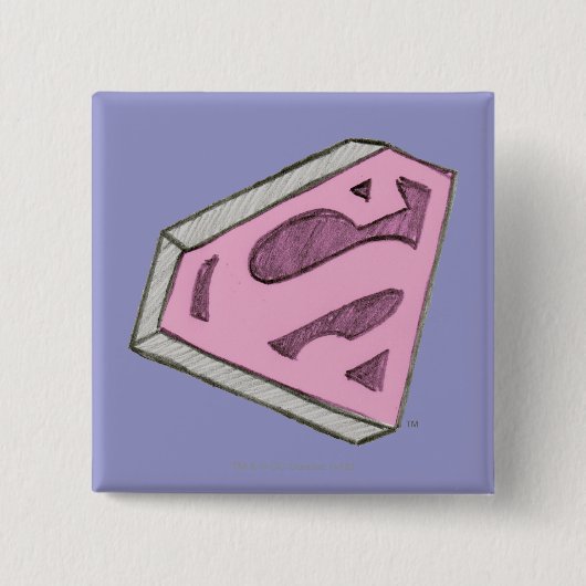 Supergirl Sketched Pink Logo Vierkante Button 5,1 Cm (Voorkant)