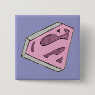 Supergirl Sketched Pink Logo Vierkante Button 5,1 Cm