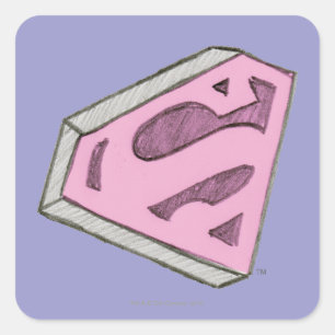 Supergirl Sketched Pink Logo Vierkante Sticker
