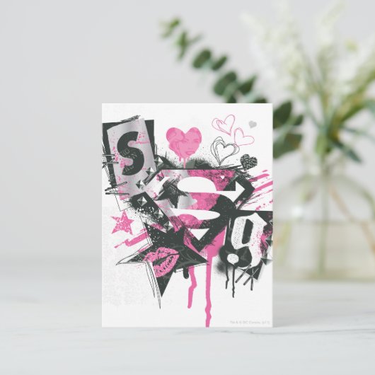 Supergirl Spills en Scribbles Collage Briefkaart (Staand voorkant)
