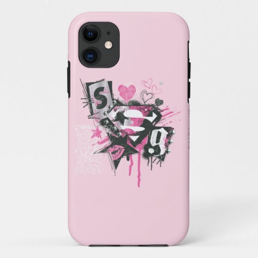 Supergirl Spills en Scribbles Collage Case-Mate iPhone Case (Achterkant)