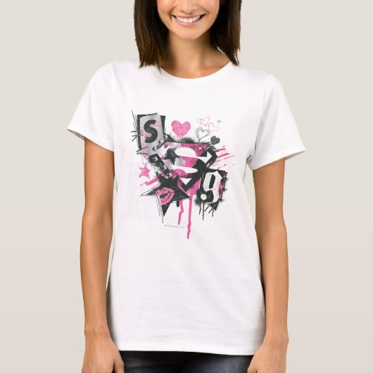 Supergirl Spills en Scribbles Collage T-shirt (Voorkant)