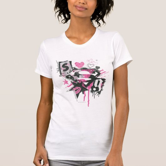 Supergirl Spills en Scribbles Collage T-shirt (Voorkant)