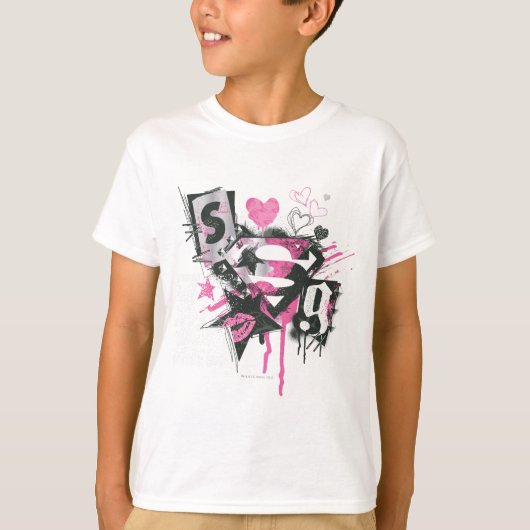 Supergirl Spills en Scribbles Collage T-shirt (Voorkant)