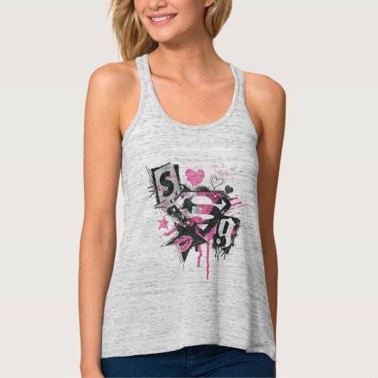 Supergirl Spills en Scribbles Collage Tanktop (Voorkant)