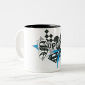 Supergirl spills en Splatter Tweekleurige Koffiemok (Voorkant links)