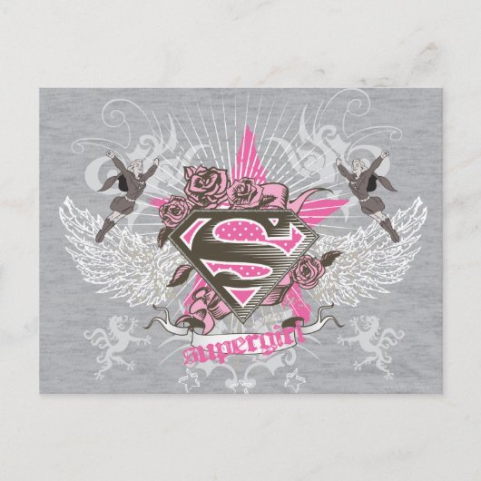 Supergirl Star en Rozen Briefkaart (Voorkant)
