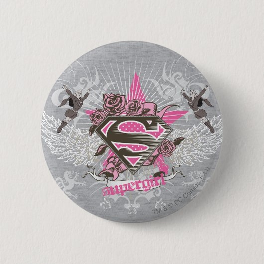 Supergirl Star en Rozen Ronde Button 5,7 Cm (Voorkant)