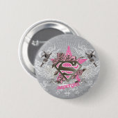 Supergirl Star en Rozen Ronde Button 5,7 Cm (Voorkant /achterkant)
