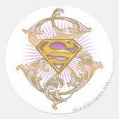 Supergirl Starbust Logo Ronde Sticker (Voorkant)