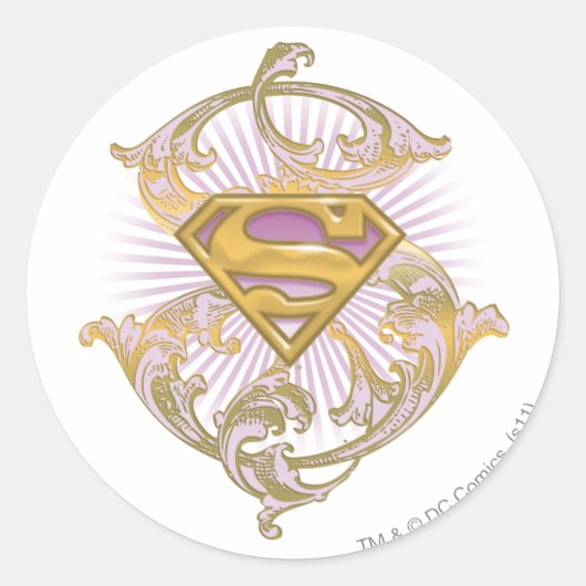Supergirl Starbust Logo Ronde Sticker (Voorkant)