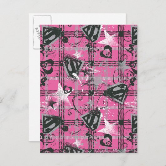 Supergirl Stars en Skulls Pattern Briefkaart (Voorkant / Achterkant)