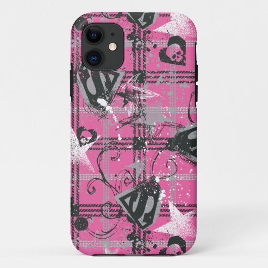 Supergirl Stars en Skulls Pattern Case-Mate iPhone Case (Achterkant)