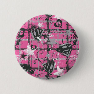 Supergirl Stars en Skulls Pattern Ronde Button 5,7 Cm