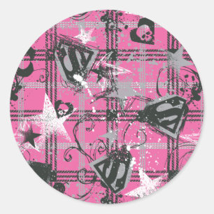 Supergirl Stars en Skulls Pattern Ronde Sticker