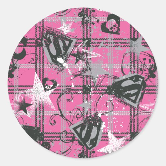 Supergirl Stars en Skulls Pattern Ronde Sticker (Voorkant)