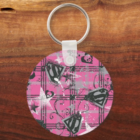 Supergirl Stars en Skulls Pattern Sleutelhanger (Voorkant)