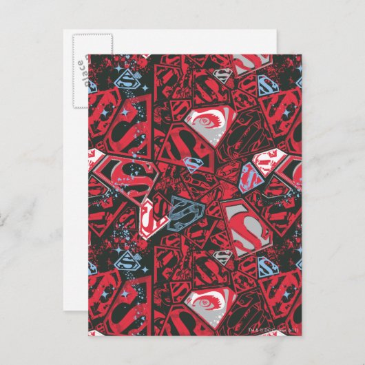 Supergirl Stary Red Pattern Briefkaart (Voorkant / Achterkant)