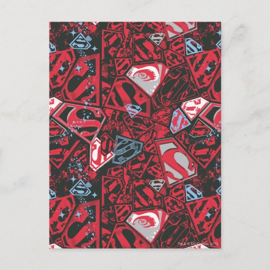 Supergirl Stary Red Pattern Briefkaart (Voorkant)