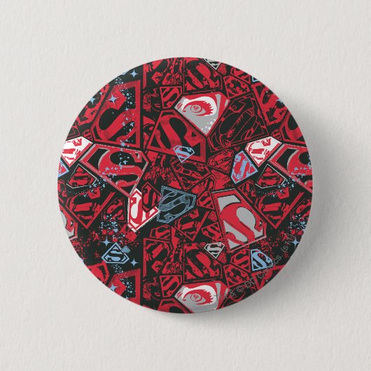Supergirl Stary Red Pattern Ronde Button 5,7 Cm (Voorkant)
