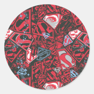 Supergirl Stary Red Pattern Ronde Sticker