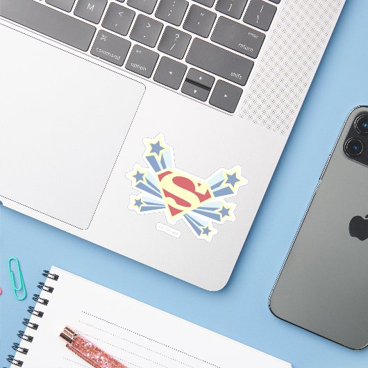 Supergirl Sterren S-Shield Sticker (Laptop met iPhone)