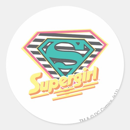 Supergirl Striped Logo Ronde Sticker (Voorkant)