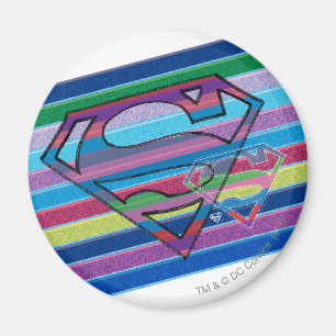 Supergirl Striped Rainbow Logo Magneet