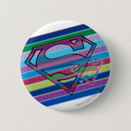 Supergirl Striped Rainbow Logo Ronde Button 5,7 Cm (Voorkant)