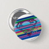 Supergirl Striped Rainbow Logo Ronde Button 5,7 Cm (Voorkant /achterkant)