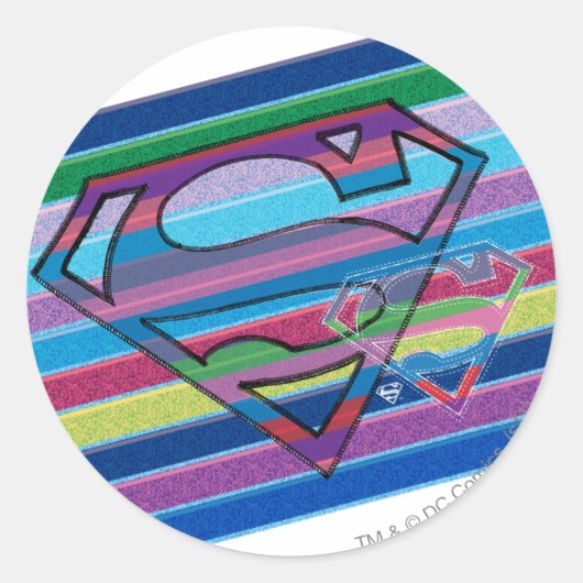 Supergirl Striped Rainbow Logo Ronde Sticker (Voorkant)